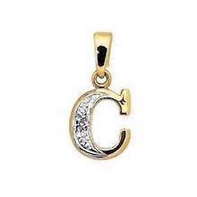 C Bogstavs guld vedh�ng med 0,005 ct diamant