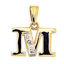 M Bogstavs guld vedh�ng med 0,005 ct diamant