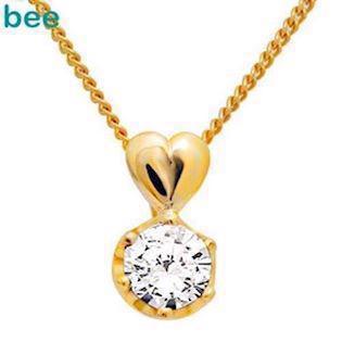 9 kt hjerte vedh�ng med 1 stk 6,0 mm zirkonia