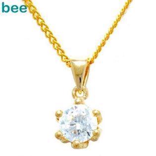 9 kt guld vedh�ng med 1 stk 6,0 mm zirkonia