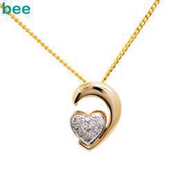Halvt guld hjerte med diamant hjerte
