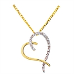 9 kt designer hjerte vedh�ng med diamanter