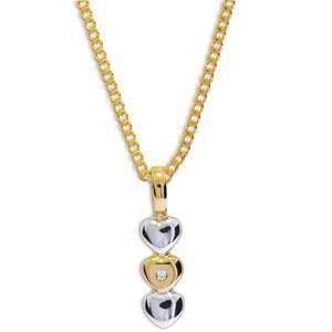 9 karat tofarvet hjerte vedh�ng med 0,01 ct diamant