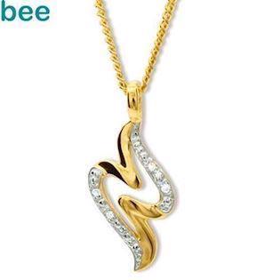9 kt guld vedh�ng m/ 4 stk diamant
