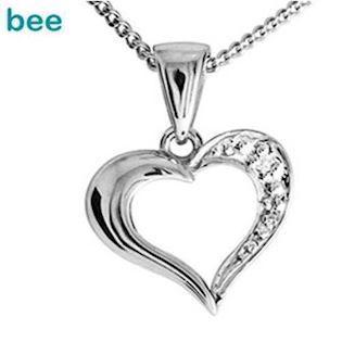 Classic 9 ct white gold diamond set heart pendant