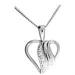 9 kt hvidgulds hjerte med 1 x 0,005 ct diamant