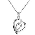 9 kt hvidgulds designer hjerte vedh�ng med diamanter