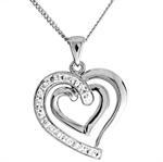 9 kt hvidgulds designer hjerte vedh�ng med diamanter