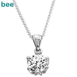 9 kt hvidgulds vedh�ng med 1 stk 6,0 mm zirkonia