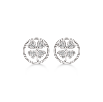 Smukke sølv ørestikker, firkløver af 4 hjerter med zirconia fra Støvring Design
