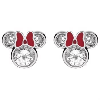 Disney's Minnie Mouse silhuet sølv ørestikker med rød sløjfe