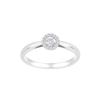 Siersbøl's Smuk ring i 14 kt hvidguld med elegant roset á glitrende 0,20 kt diamanter. (10100180600)