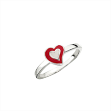 SmykkeLine 925 sterling sølv fingerring, rødt hjerte - kun str 42