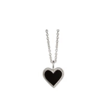 L'Amour black enamel halskæde i sterling sølv, Jeberg Jewellery