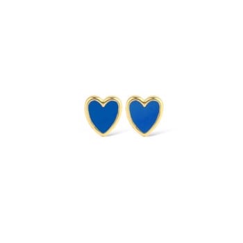 Baby heart blue emalje ørestik i forgyldt sølv, Jeberg Jewellery