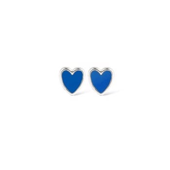 Baby heart blue emalje ørestik i sterling sølv, Jeberg Jewellery