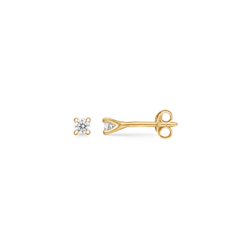 Elegante 8 kt. guld ørestikker med en 2,5 mm zirconia i 4 grabber. fra Støvring Design