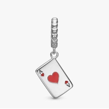 Ace of Hearts, sølv charm til 6 mm læderarmbånd fra Christina Collect