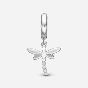 Dragonfly, sølv charm til 6 mm læderarmbånd fra Christina Collect