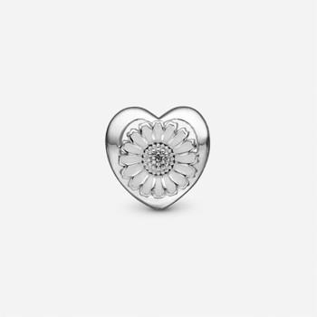 Christina Jewelry, sølv charm til sølvarmbånd eller 4 mm slim læderarmbånd - Daisy Flower