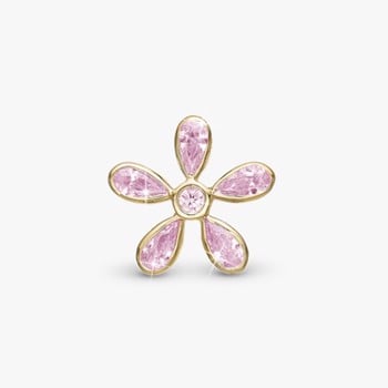 Christina Jewelry, Forgyldt charm til sølvarmbånd eller 4 mm slim læderarmbånd - Magical Pink Flower
