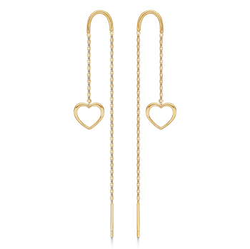 Smukke 8 kt guld ørehænger med hjerte og kæde fra Støvring Design