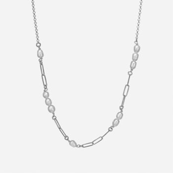 Links and Pearls halskæde i sølv fra Christina Jewelry