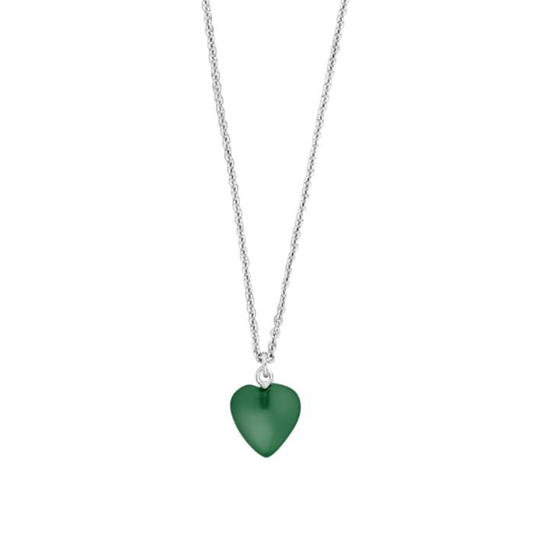 Nordahl\'s Vedhæng i sterling sølv med hjerteformet Grøn Kalcedon