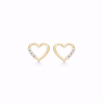 Hjerte ørestikker i 8 karat guld med glitrende sten fra Guld & Sølv Design