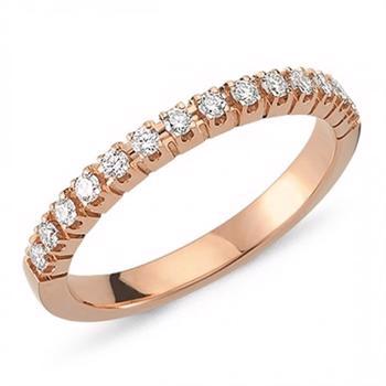 Nuran 14 kt rosaguld alliance ring med 14 diamanter, fra Pera ringe serien totalt  0,21 ct diamanter Wesselton / SI