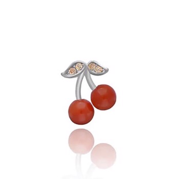Red Cherry, Smuk sølv ørering med røde kirsebær fra danske WiOGA