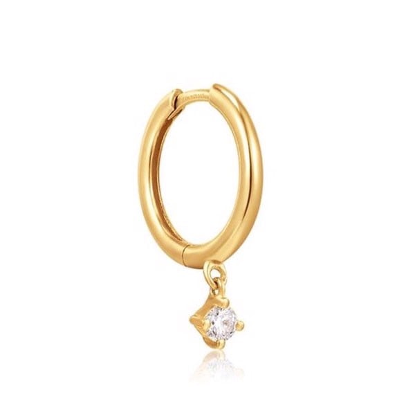 ANIA HAIE Natural Diamond Drop Huggie Hoop, 14 kt guld ørering