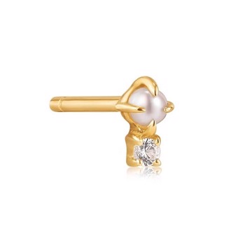 ANIA HAIE Pearl and White Sapphire Studs, 14 kt guld ørering
