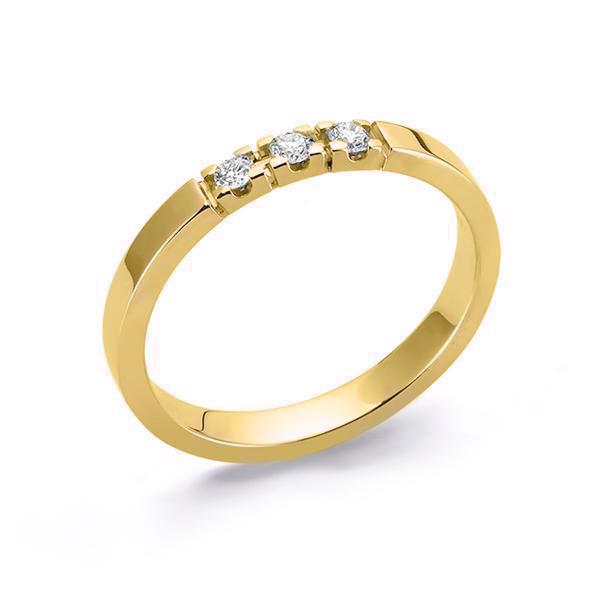 Nuran 14 kt rødguld diamant alliance ring, fra Nuran Classic serien med 3 stk 0,04 ct diamanter Wesselton / SI