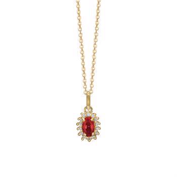 Aagaard 8 karat Rubin halskæde med 15 rubiner/diamanter