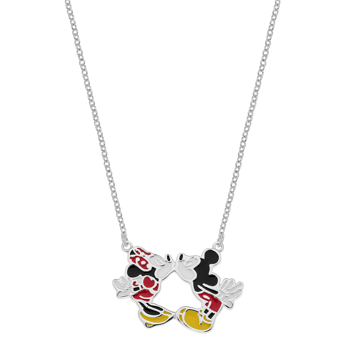 Sølv halskæde med kyssende Minnie & Mickey fra Disney Design