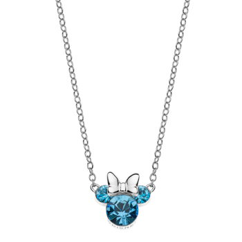 Sølv halskæde med Minnie Mouse, lyseblå zirkoner