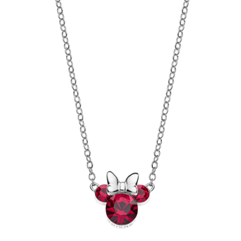 Sølv halskæde med Minnie Mouse, røde zirkoner