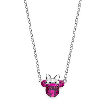 Sølv halskæde med Minnie Mouse, pink zirkoner