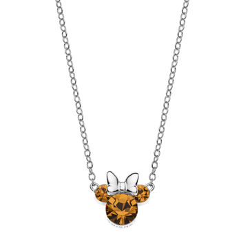 Sølv halskæde med Minnie Mouse, orange zirkoner
