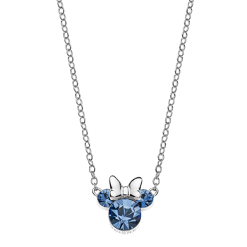 Sølv halskæde med Minnie Mouse, blå zirkoner