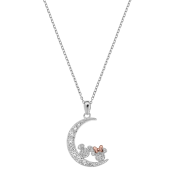 Sølv halskæde med Måne, Minnie & Mickey fra Disney