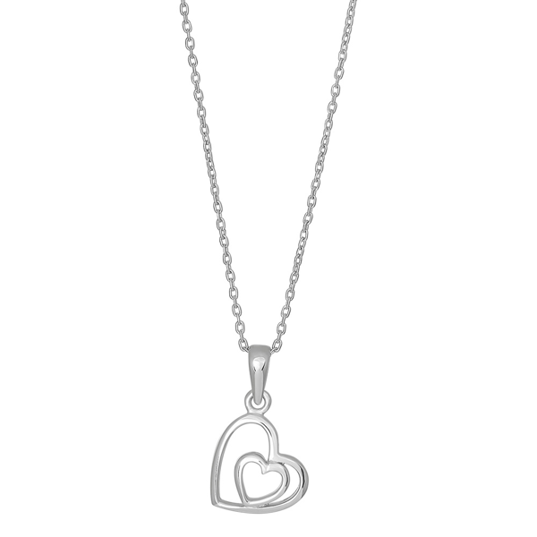 Rhod. sølvvedhæng hjerte inkl. kæde, fra Siersbøl