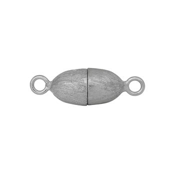 Rhod. Sølv magnet perlelås oval 6mm mat, fra Siersbøl