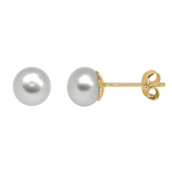 Sølvforgyldt 7 mm perle ørestikker, fra Støvring Design