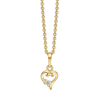 Forgyldt hjerte halskæde med zirconia, fra Støvring Design