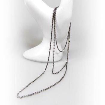 San - Link of joy  925 sterling sølv halskæde sort rhodineret, 90 cm