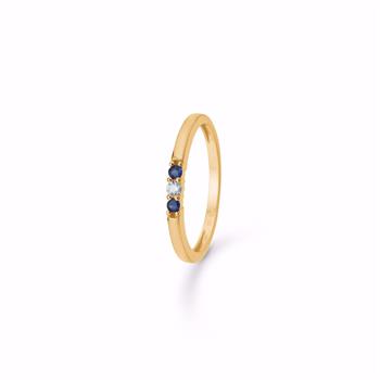 8 kt. alliance guldring med zirkonia og safir