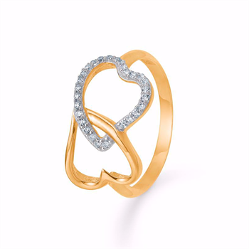 Hjerte ring 8 kt. guld med zirkonia fra Guld & Sølv Design