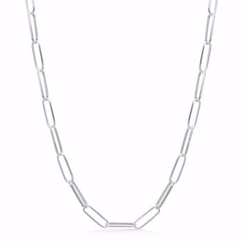 Halskæde med lange paperclip led i sterling sølv fra Guld & Sølv Design